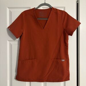 Figs Women's Scrub Top (S) + Jogger Bottom (M) Set - Burnt Orange